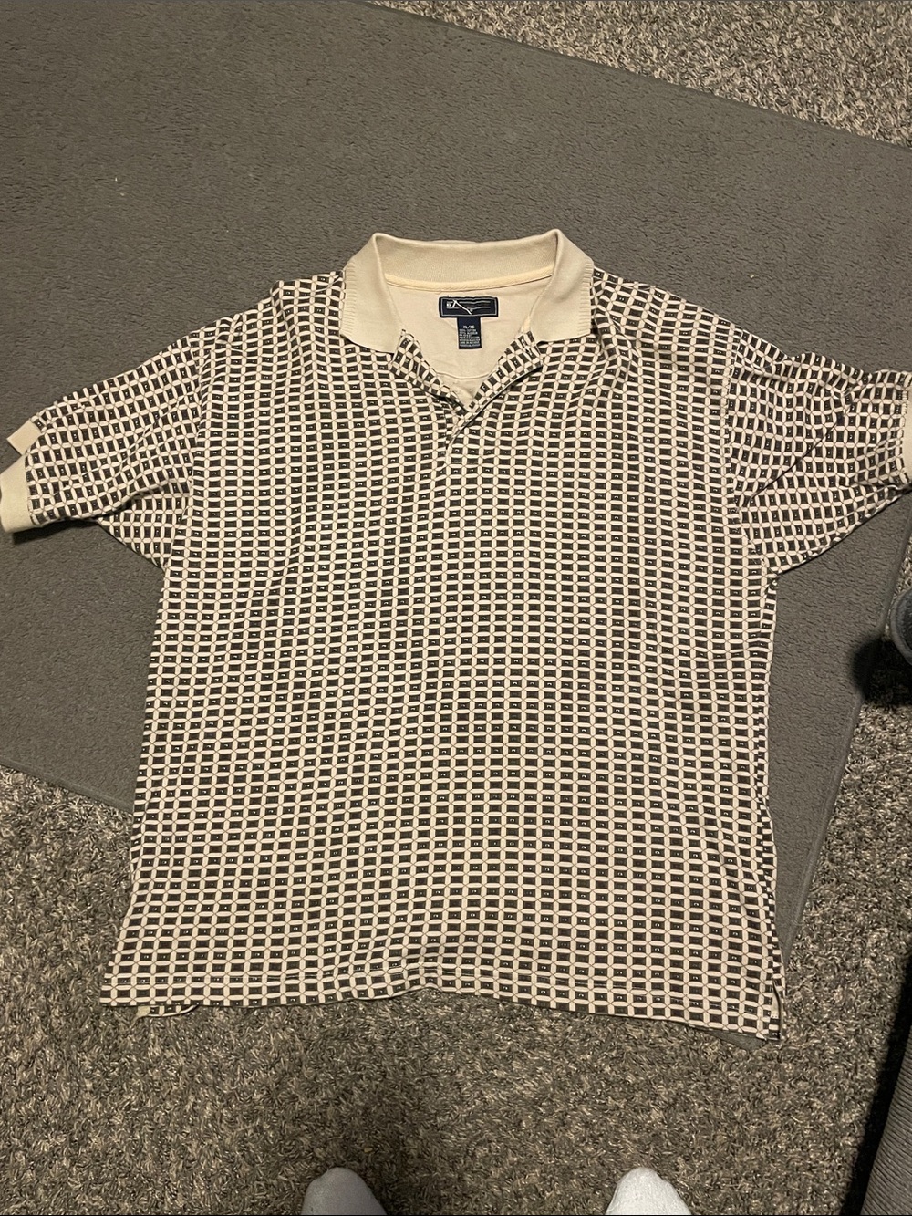 boc Beige and Black Geometric Pattern Polo